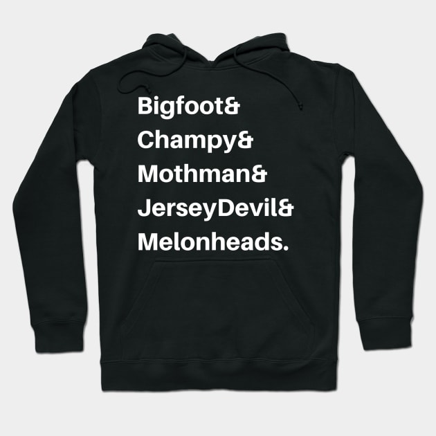 American Cryptids - White Text Hoodie by Aint It Scary